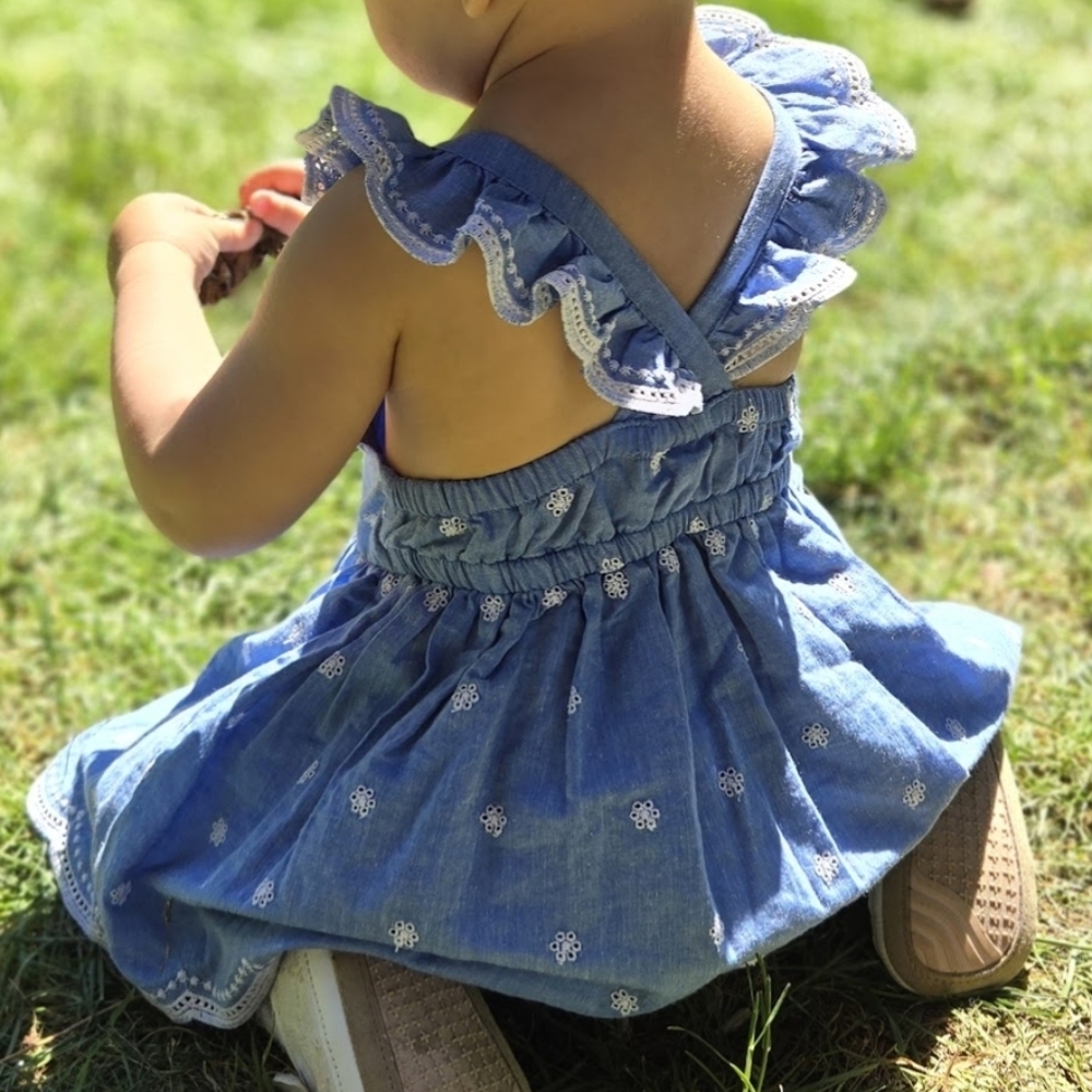 Cat & Jack Light Blue Dress with White Details Sz 12M